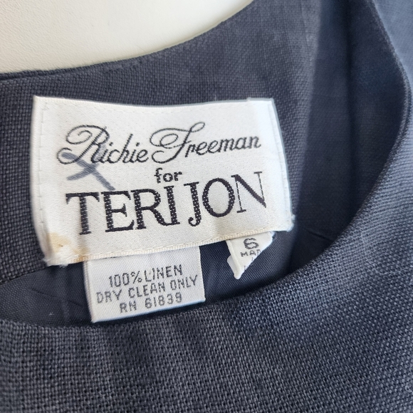 Richie Freeman For Teri Jon Black Tan Beige 100% Linen Sleveless Aztec Dress 6 - Picture 2 of 14